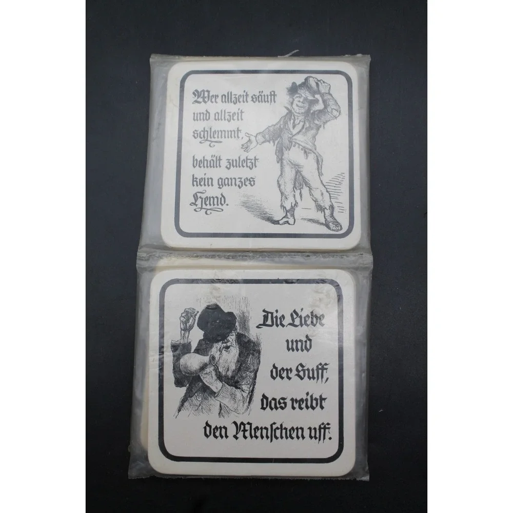 8 German Drinking Humor Coasters Illustrated Sayings Breweriana New Lot